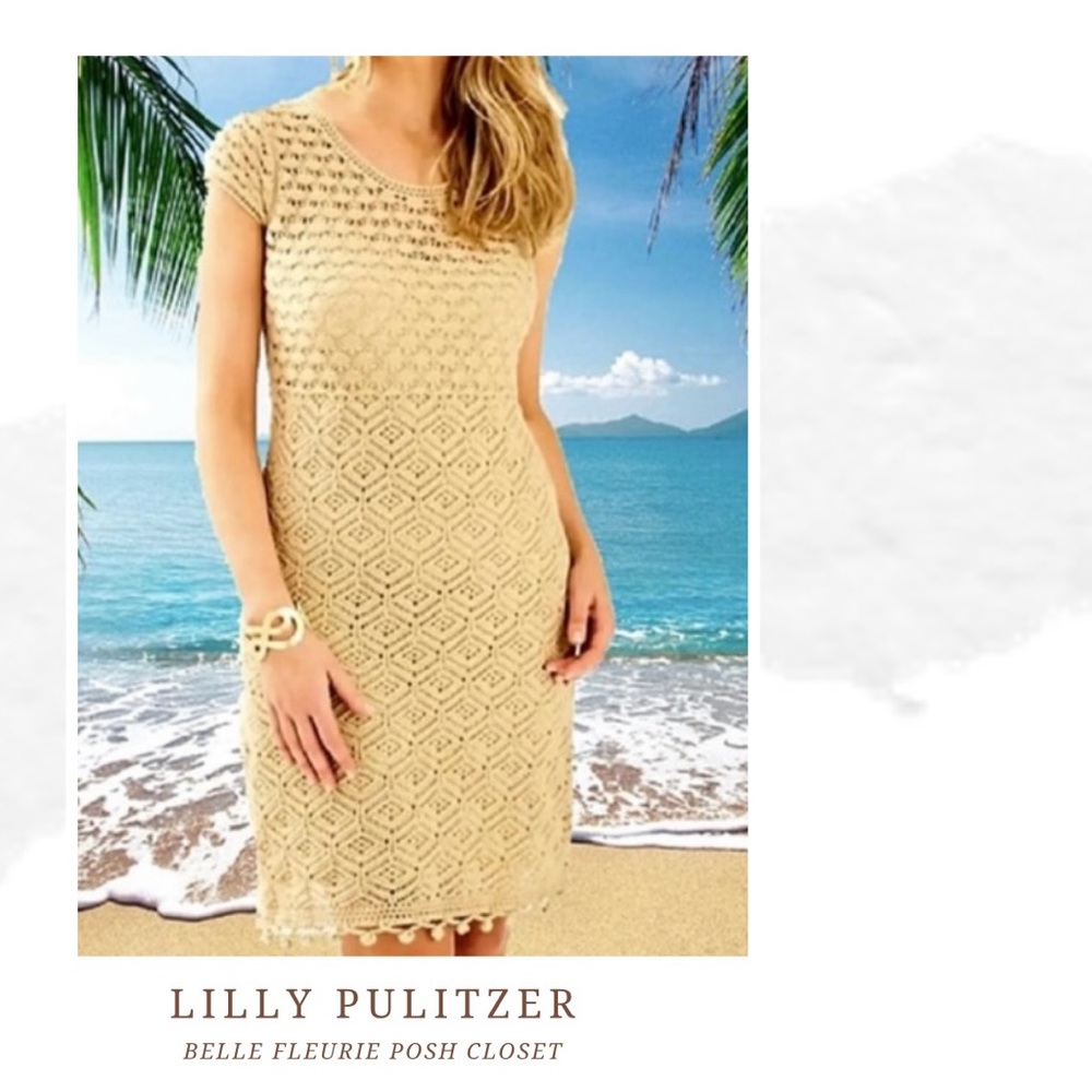 NWT Lilly Pulitzer Paley Knit Short Sleeve Sweater Dress With Tassle Hem